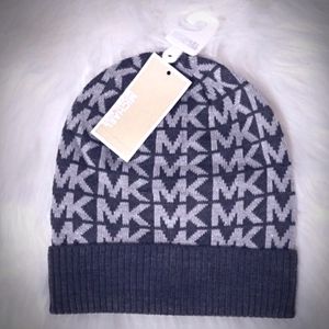 Michael Kors Gray and Silver Logo Beanie